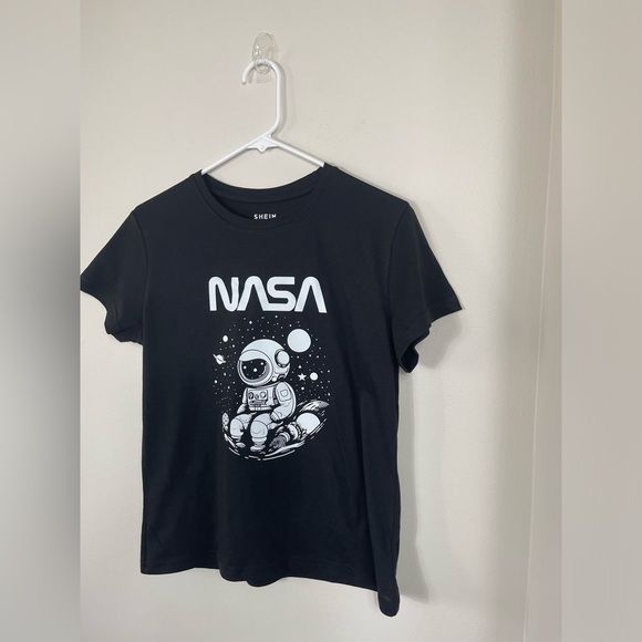 Women's Astronaut Pattern Short Sleeve T-Shirt Graphic Tees Women Tops CottonNWT - Picture 4 of 6